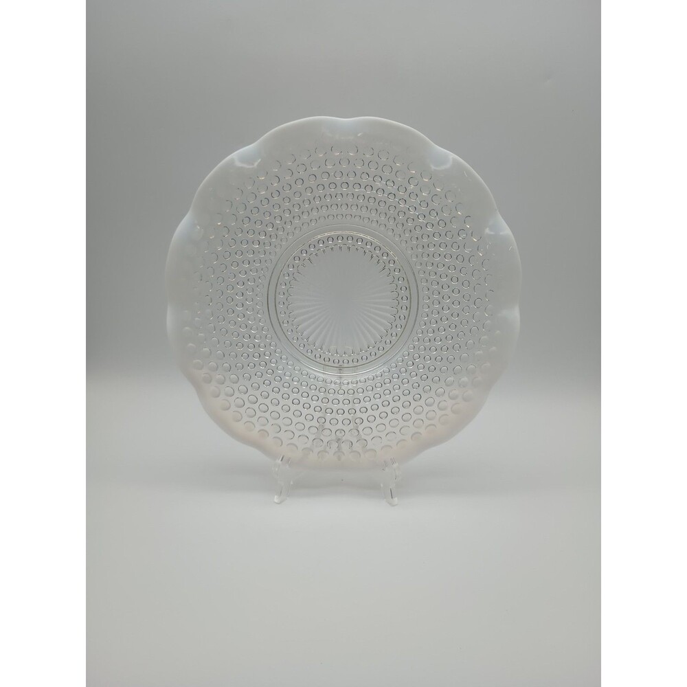 Anchor Hocking 1940s Hobnail Moonstone 10.75" Serving Plate Opalescent